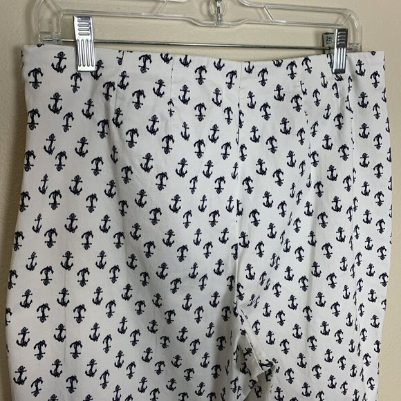 Charter Club Anchor Print Pants Off White Navy Nautical Classic Fit Womens 10 - Picture 6 of 14